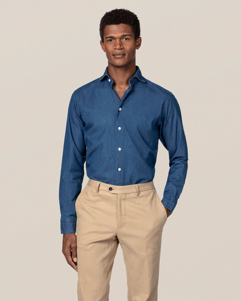 Shop Men Light Blue Cotton Full Sleeve Denim Shirt - Spykar